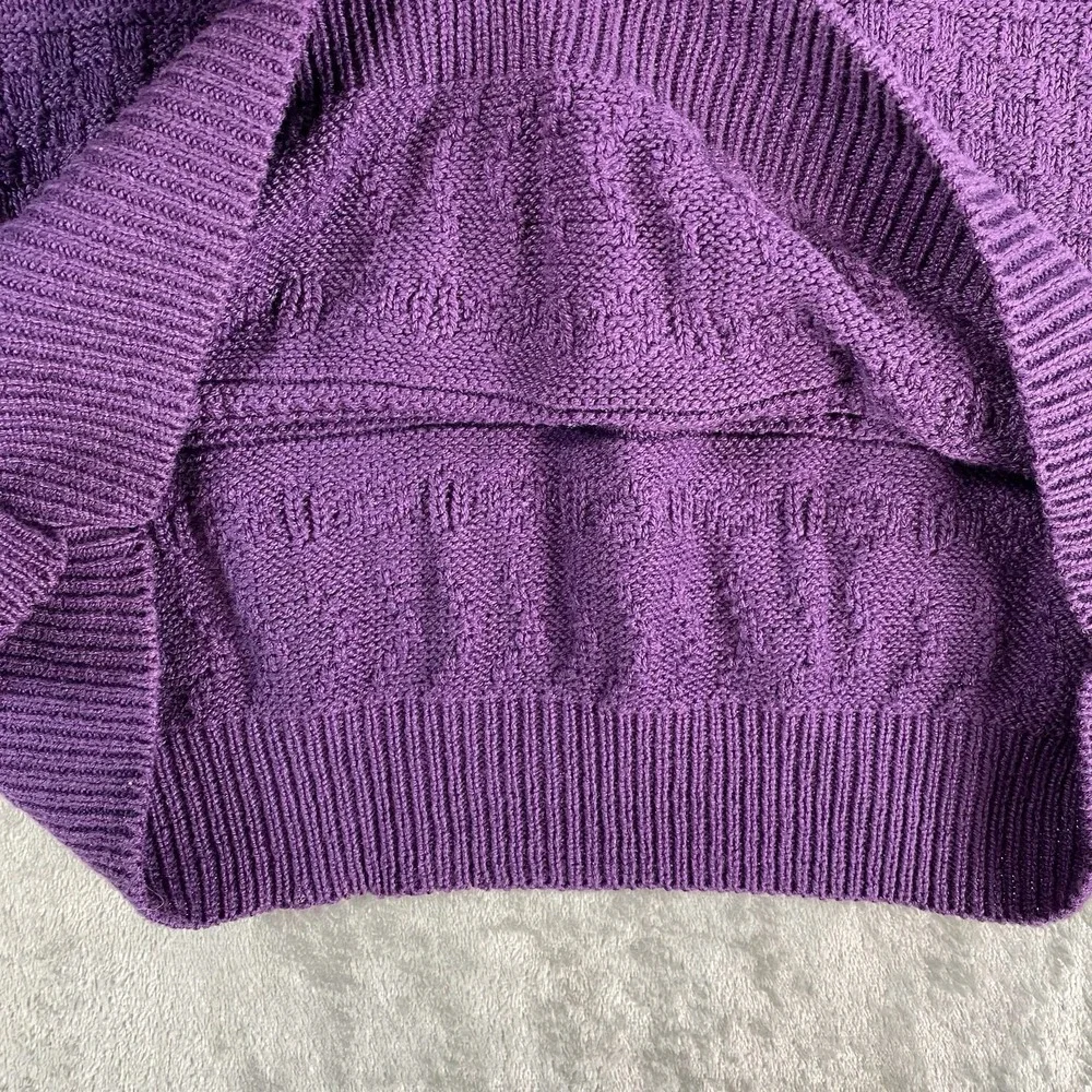 Vtg Hampton‎ Bay Trading Company Sweater Mens XL Purple 3D Knit Textured 90s